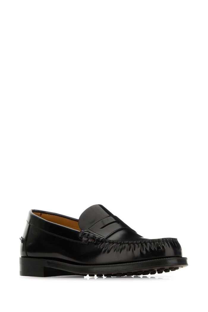 Black Leather Loafers Nero Mocassini