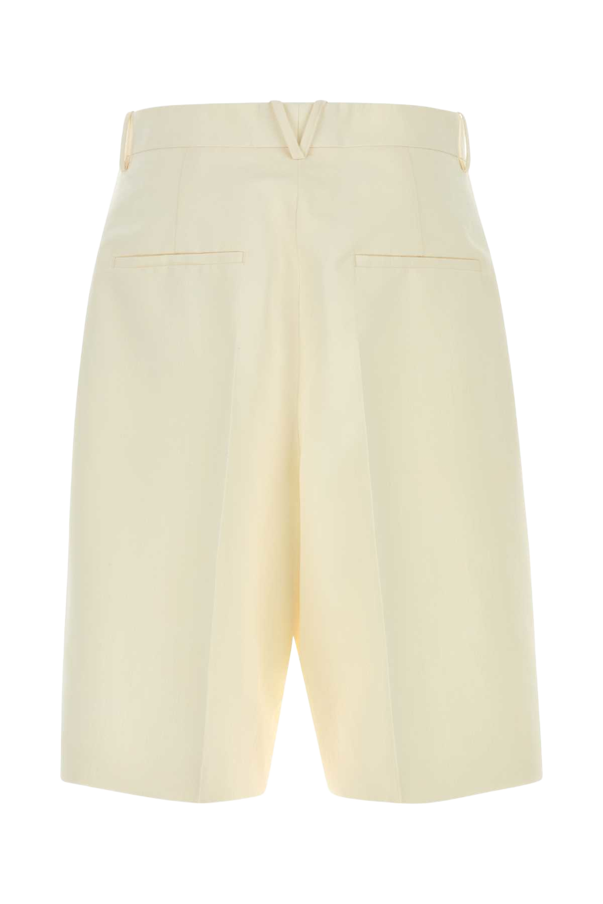 Ivory Cotton Blend Bermuda Shorts White Exterior: Silk