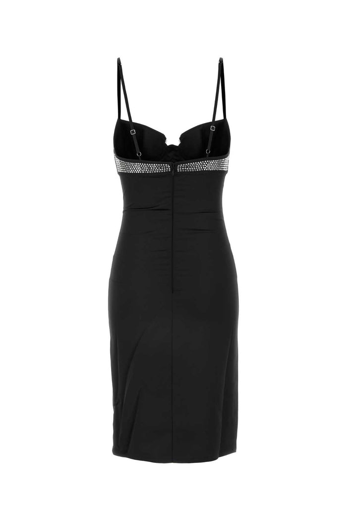 Black Stretch Satin Dress Exterior: Polyester Elastane Abiti