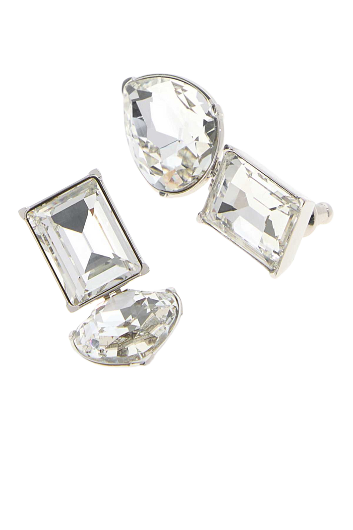Silver Metal Cocktail Earrings 0926+crystalstrass Lb Brassglass Orecchini