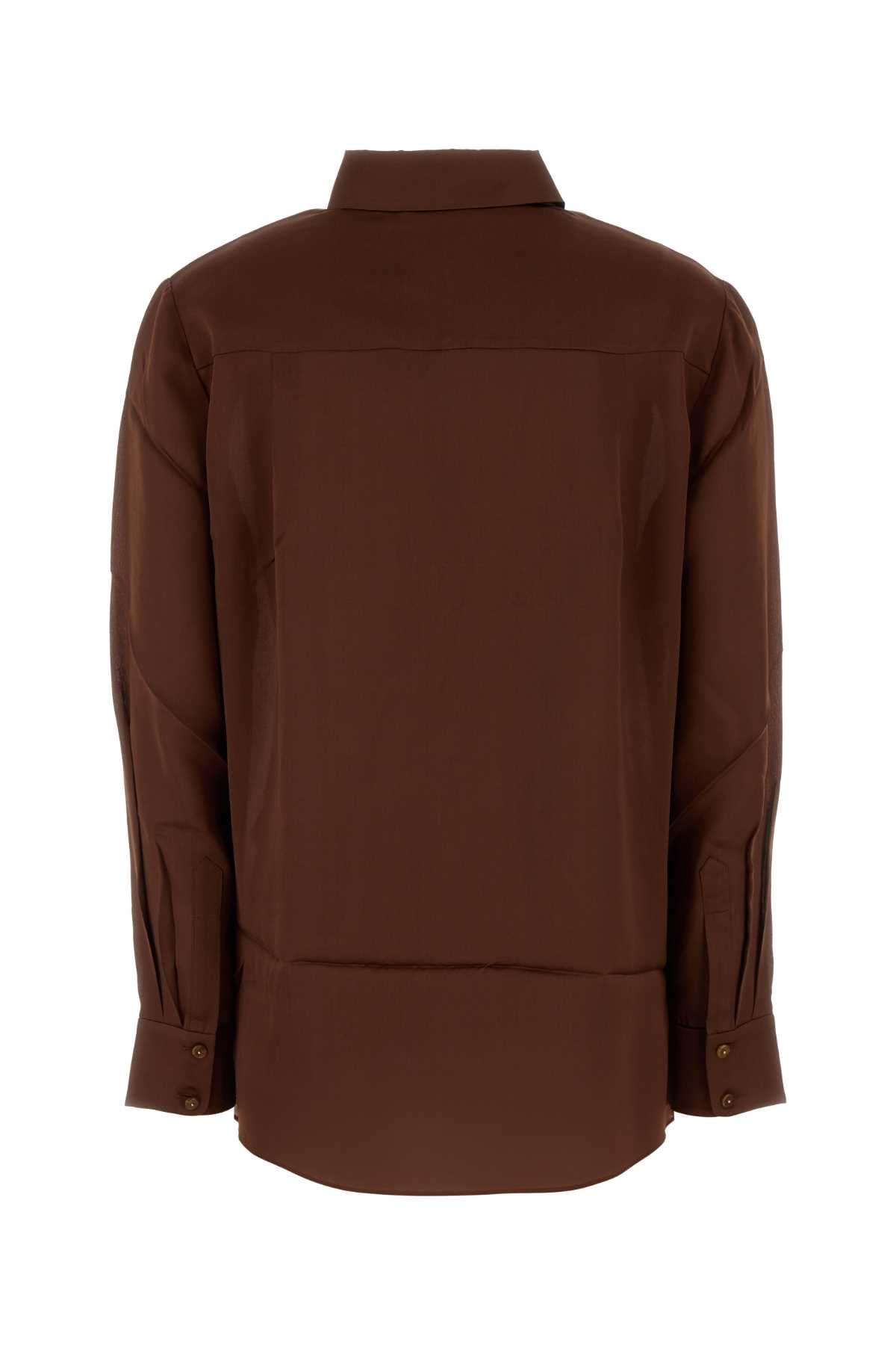 Chocolate Satin Hypnotic Shirt Tan Exterior: Silk Camicie