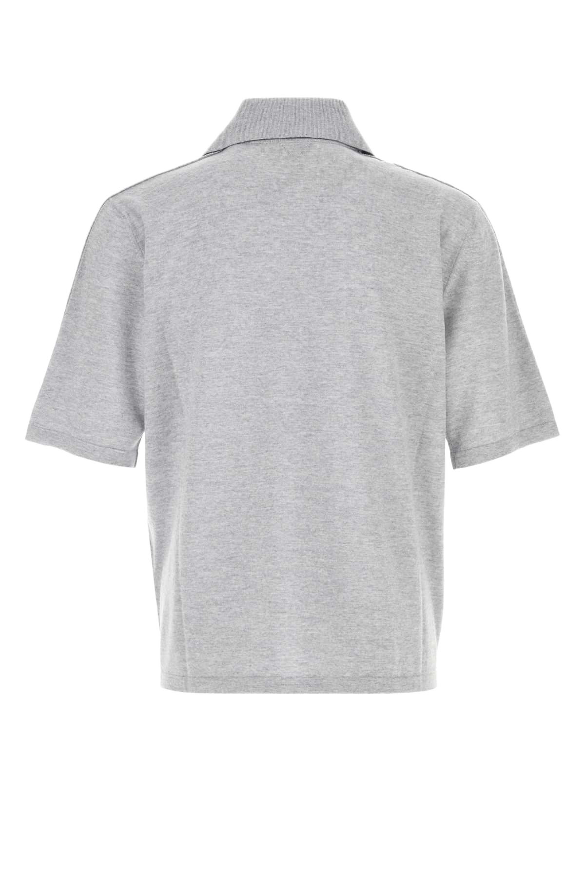 Grey Wool Polo Shirt Greymelange Exterior