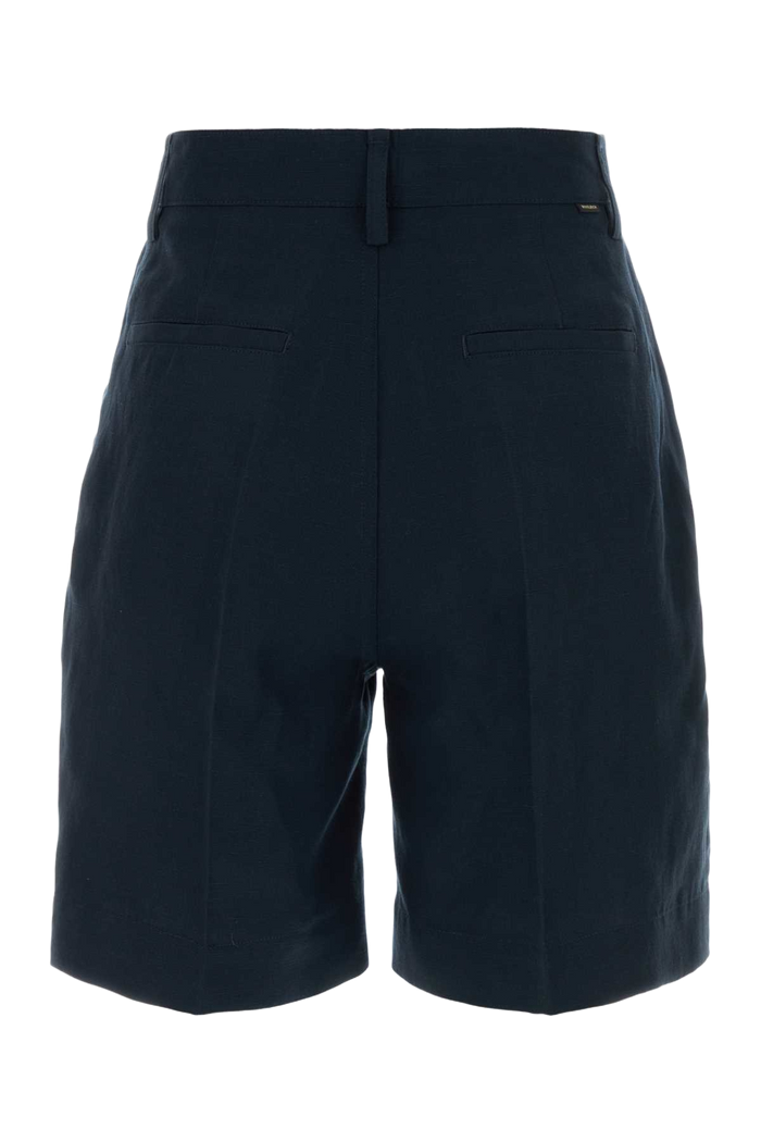 Navy Blue Lyocell Blend Bermuda Shorts Meltonblue Exterior: 26 Linen