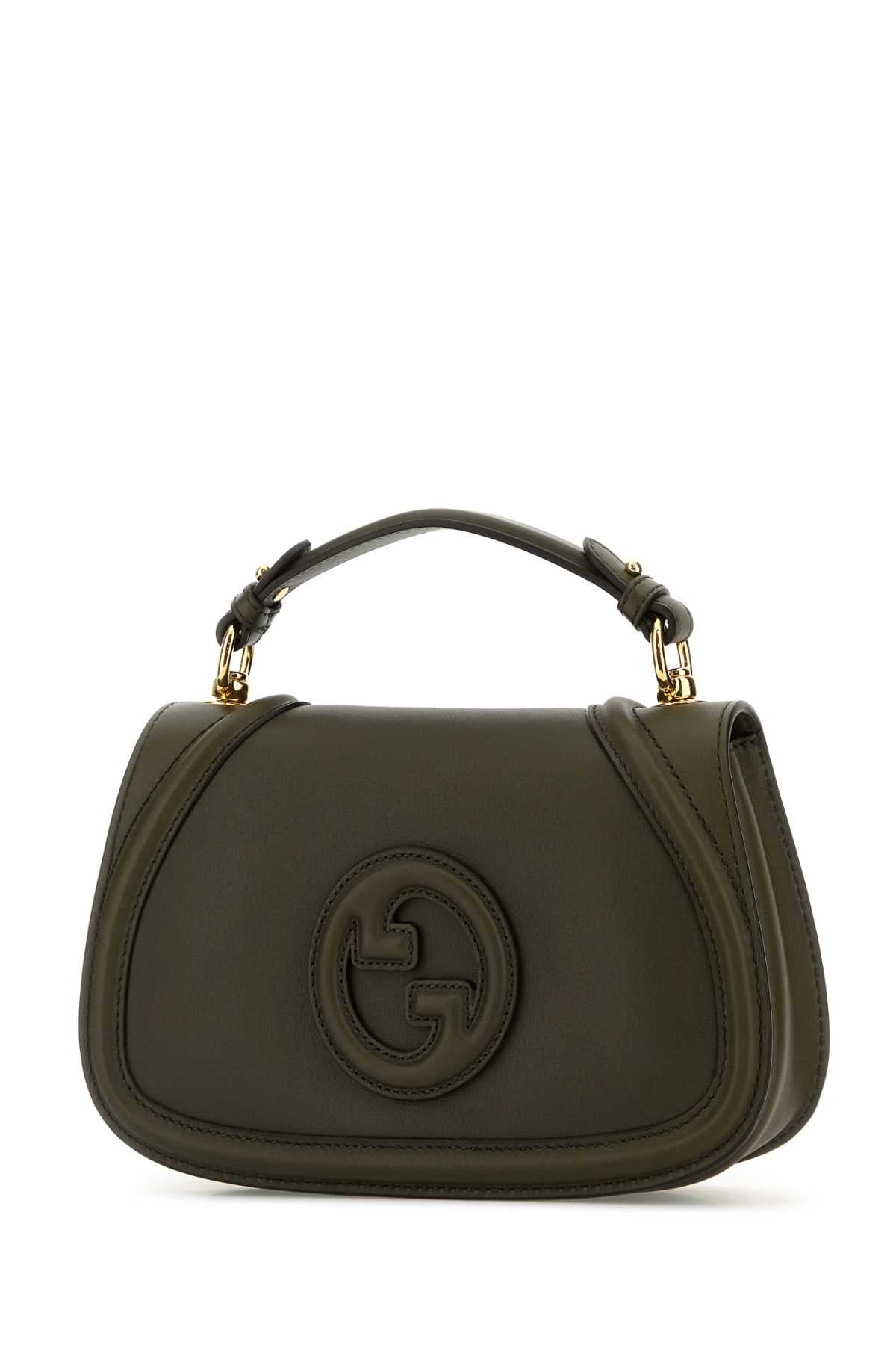 Bottle Green Leather Gucci Blondie Handbag Calf Skin Borse A Mano