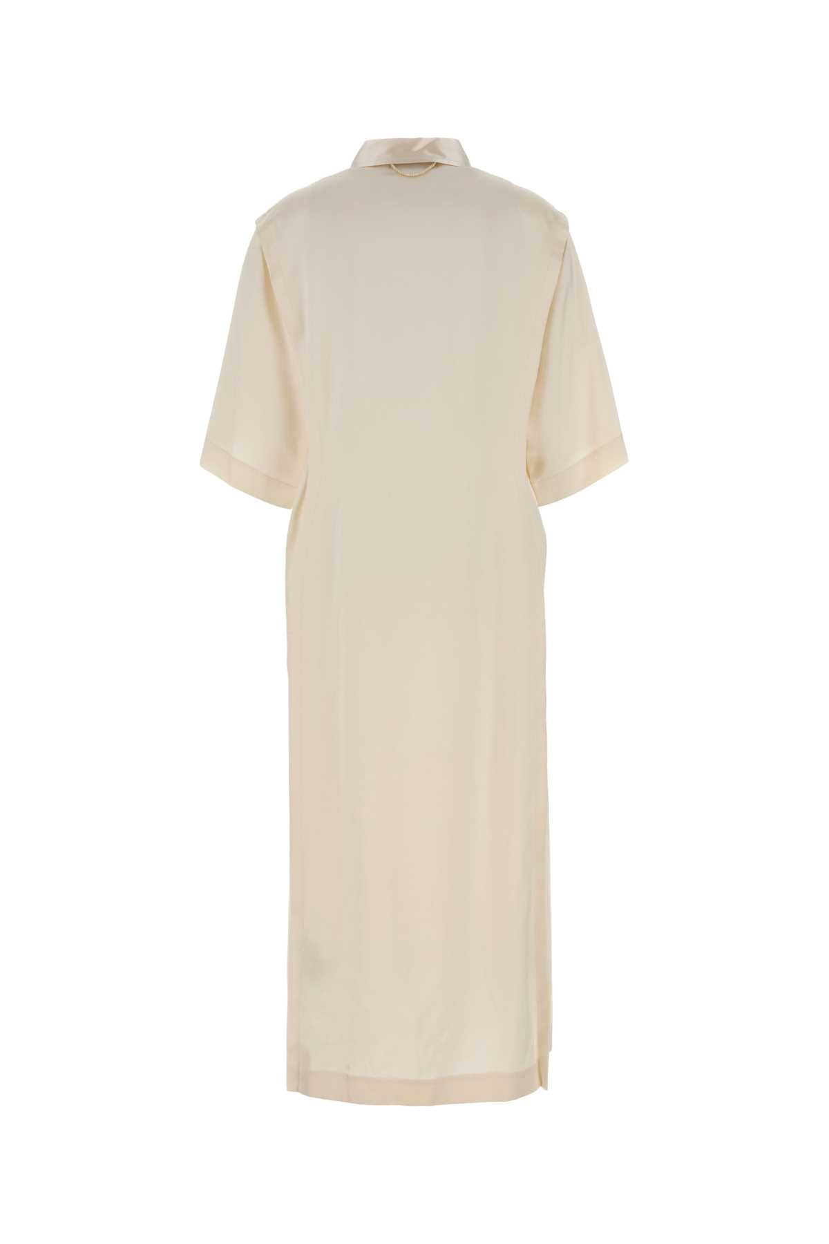 Ivory Satin Shirt Dress Ecru Exterior: Cotton Silk Abiti