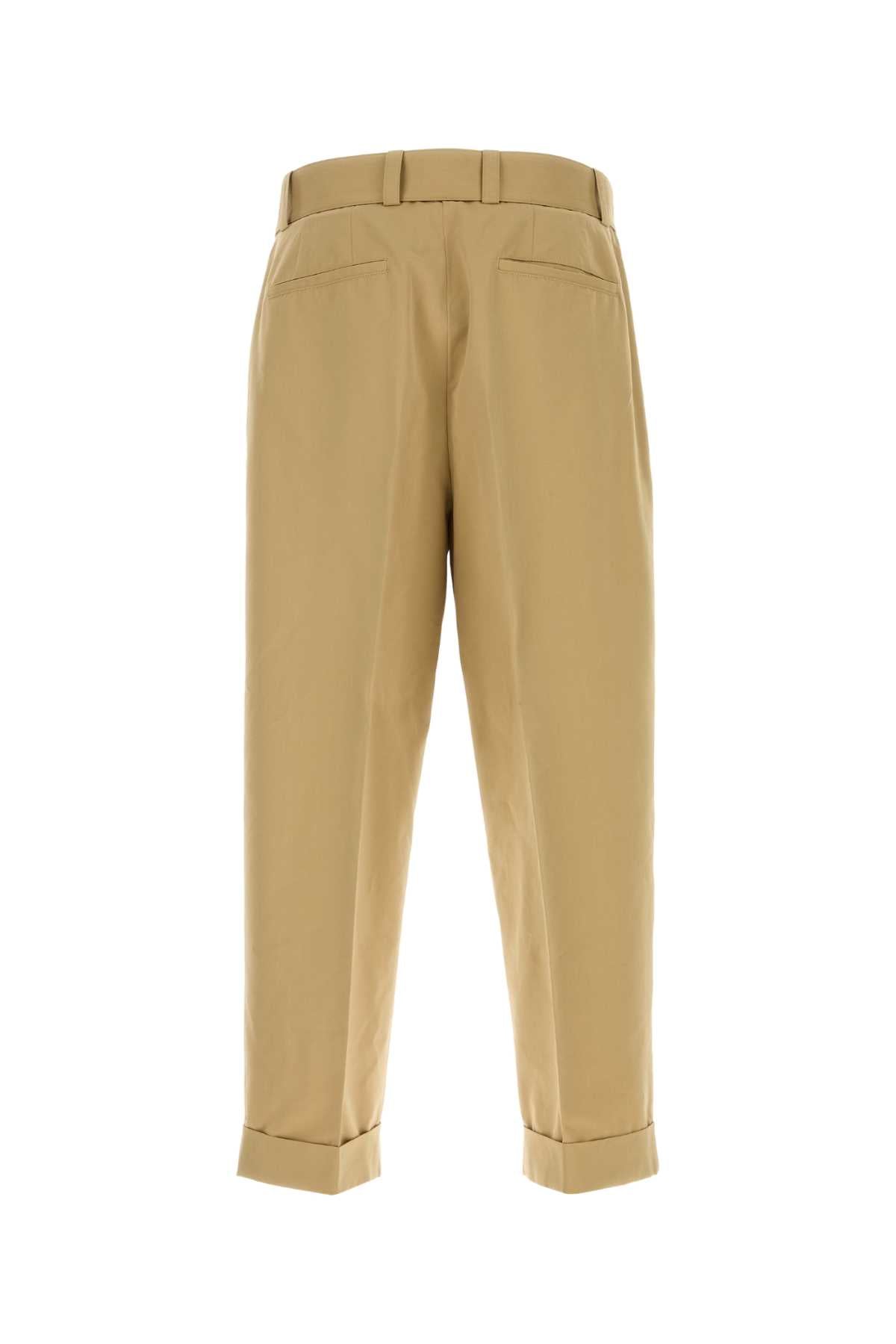 Beige Cotton Blend Pant 235 Exterior: Silk Pantaloni
