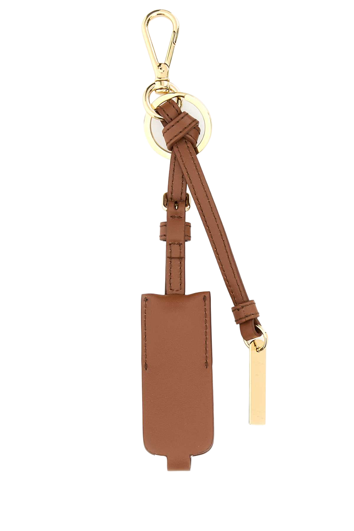 Caramel Leather Key Ring Cognac Steel-calfleather Portachiavi