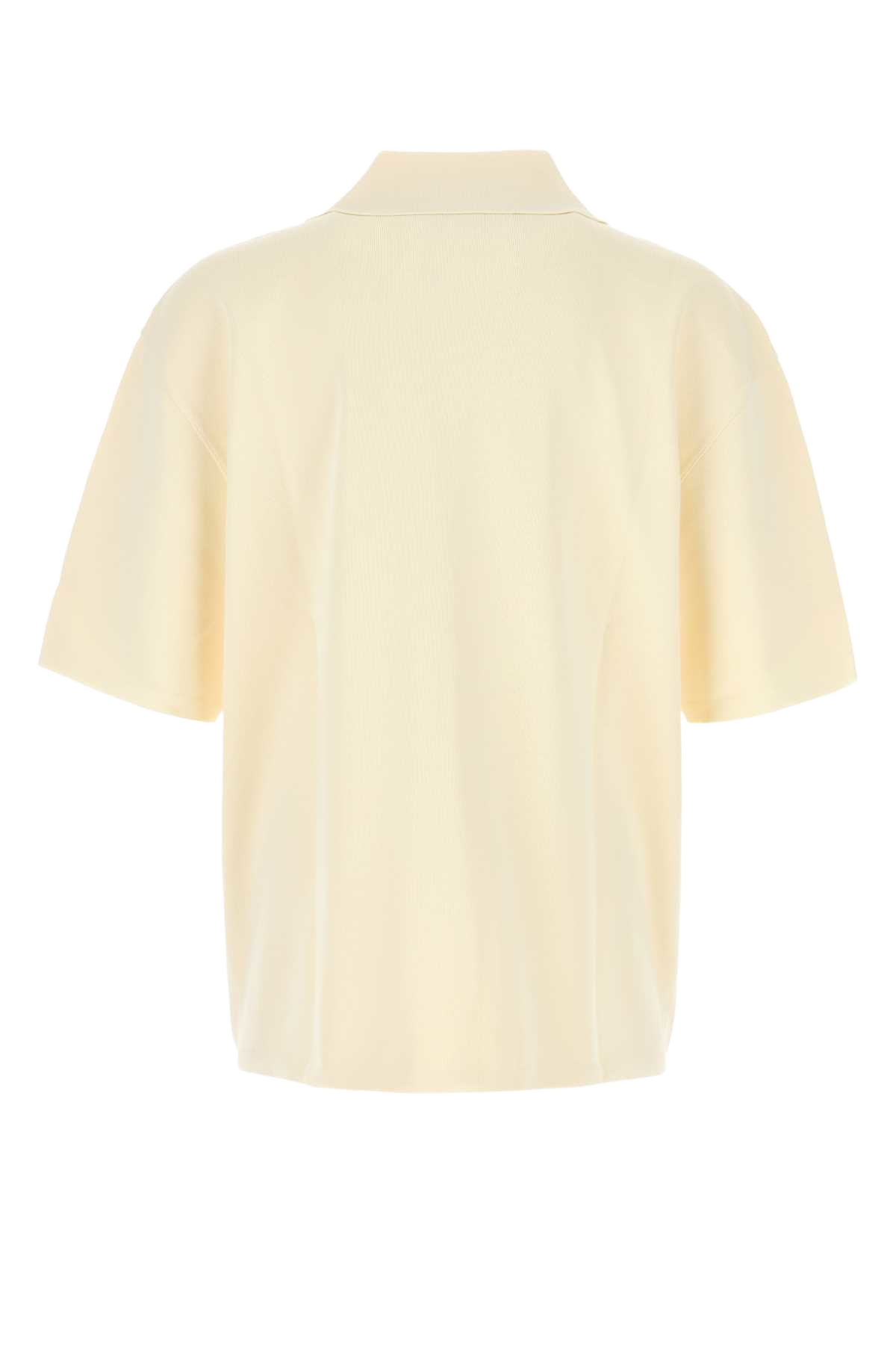 Cream Viscose Blend Oversize Polo Shirt Whitecream Exterior: Nylon