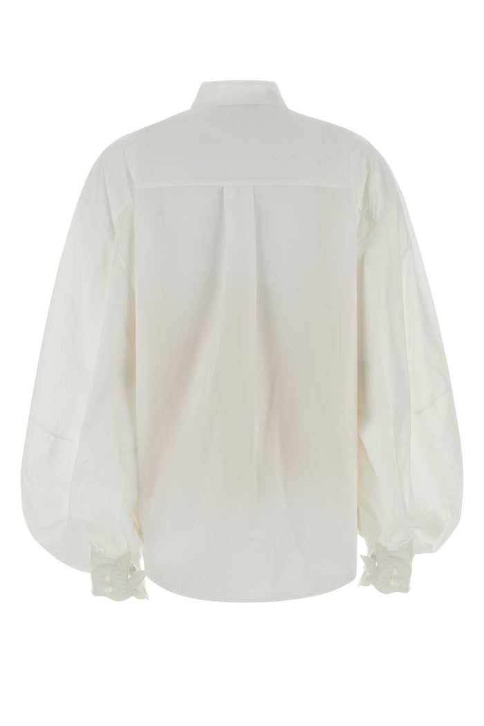 White Poplin Luna Shirt Ivory Cotton Camicie