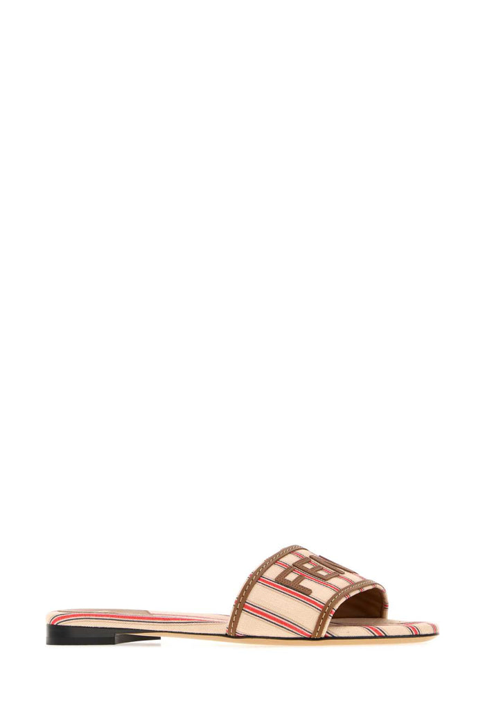 Embroidered Canvas Fendi Sunshine Slippers Ecr Ross Ner+sellier