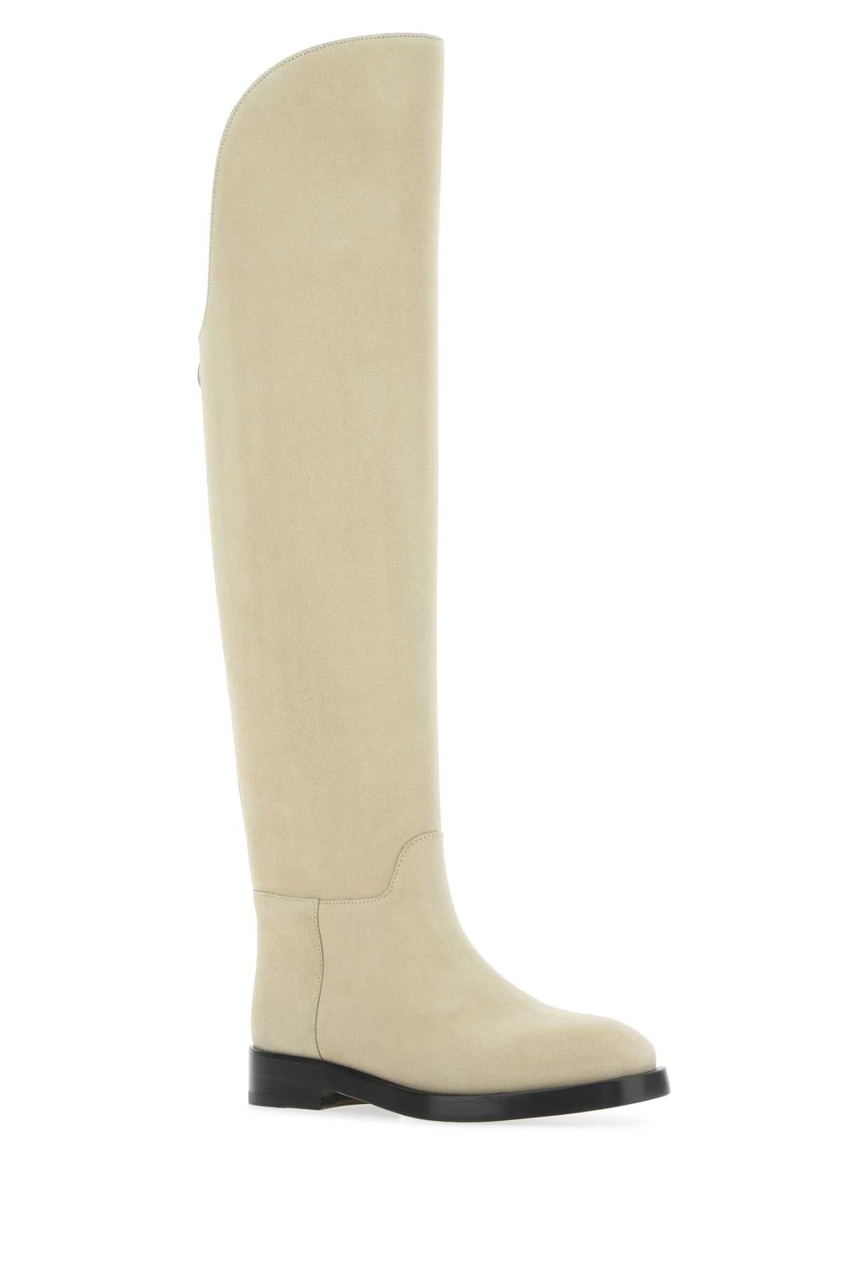 Sand Suede Equestrian Boots Beige Stivali