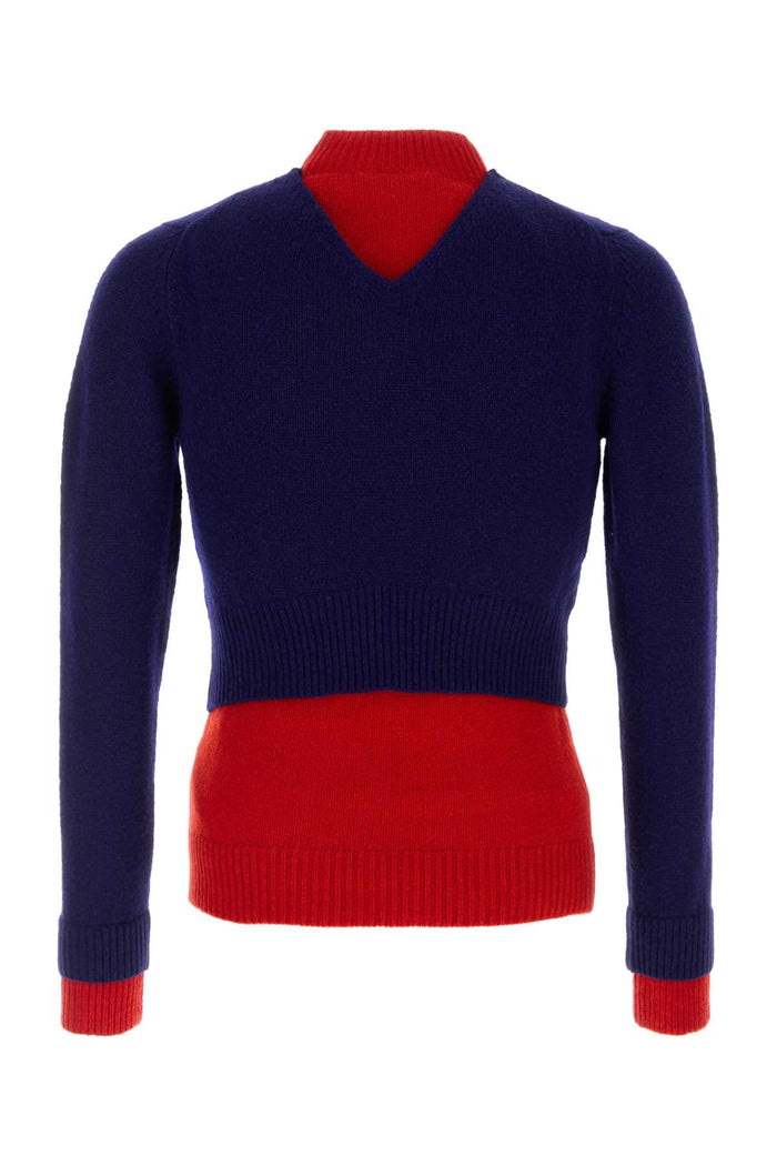 Two-Tone Wool Blend Sweater Haiti Exterior: Virgin Nylon Maglieria
