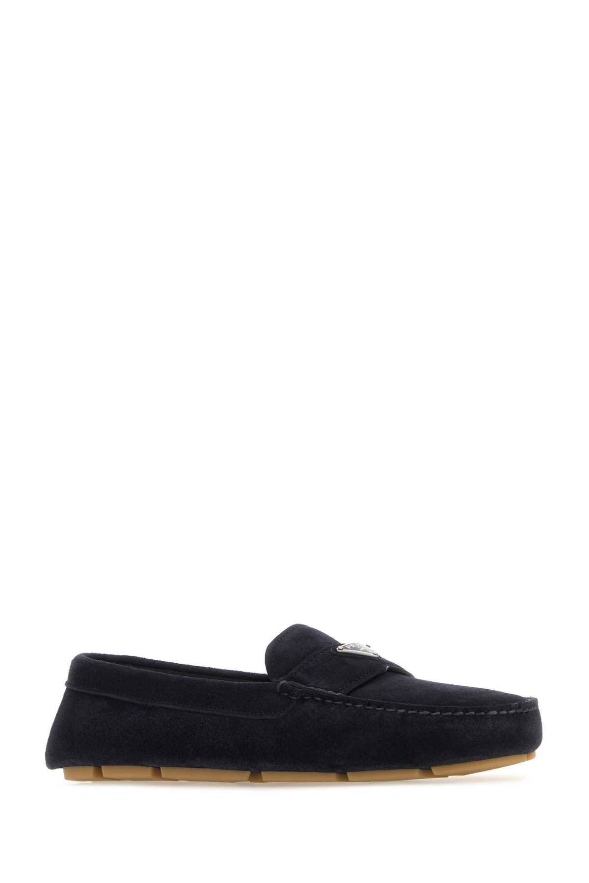 Dark Blue Suede Loafers Bleu Mocassini