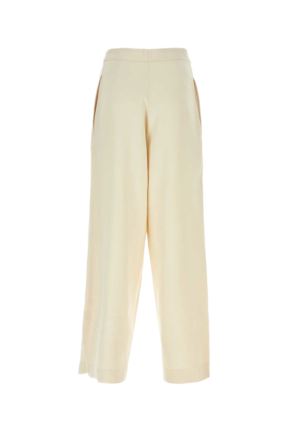 Ivory Viscose Blend Wide-Leg Pant Exterior: Virgin Wool Pantaloni
