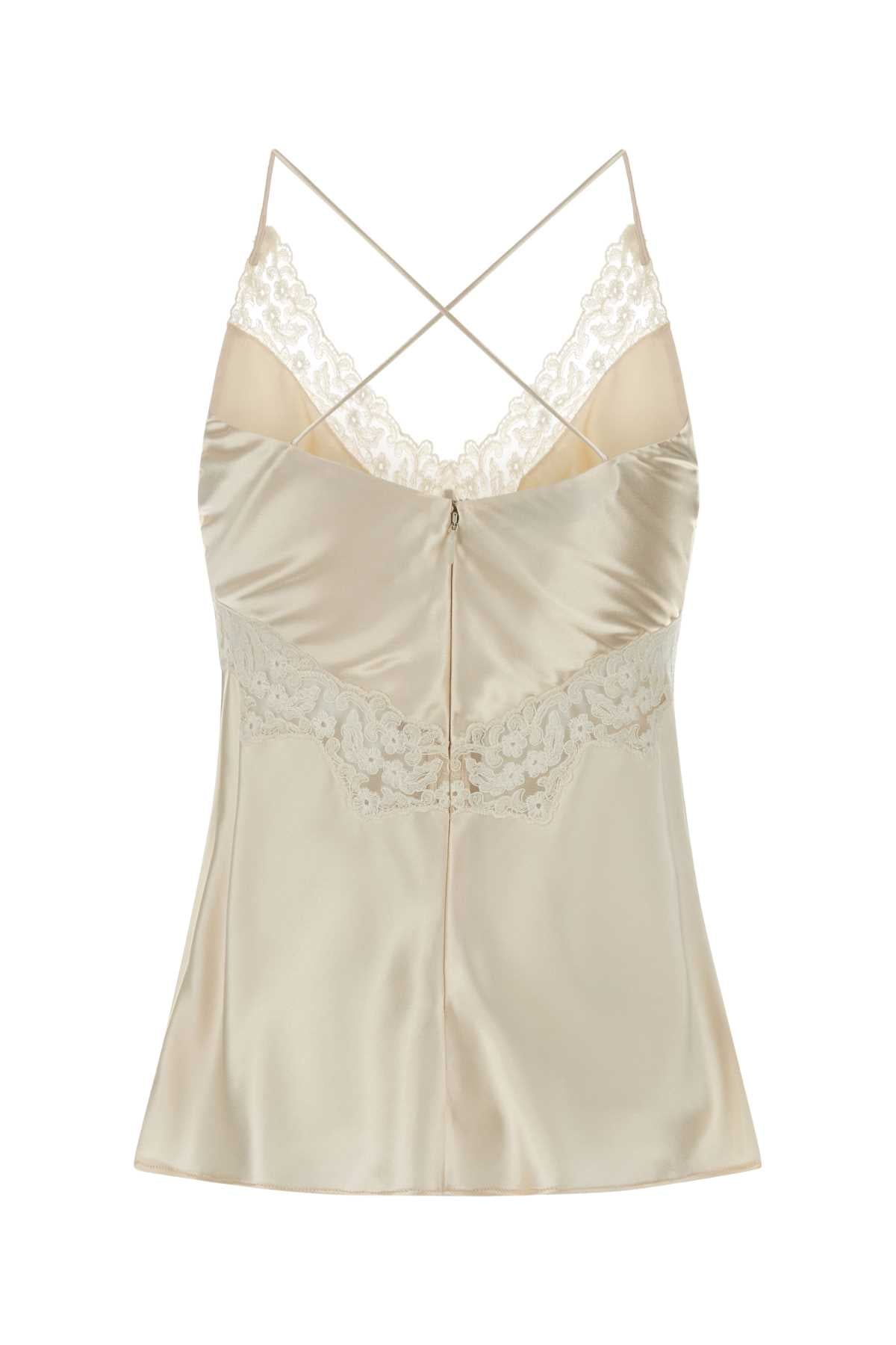 Ivory Satin Top Bianco Maglie