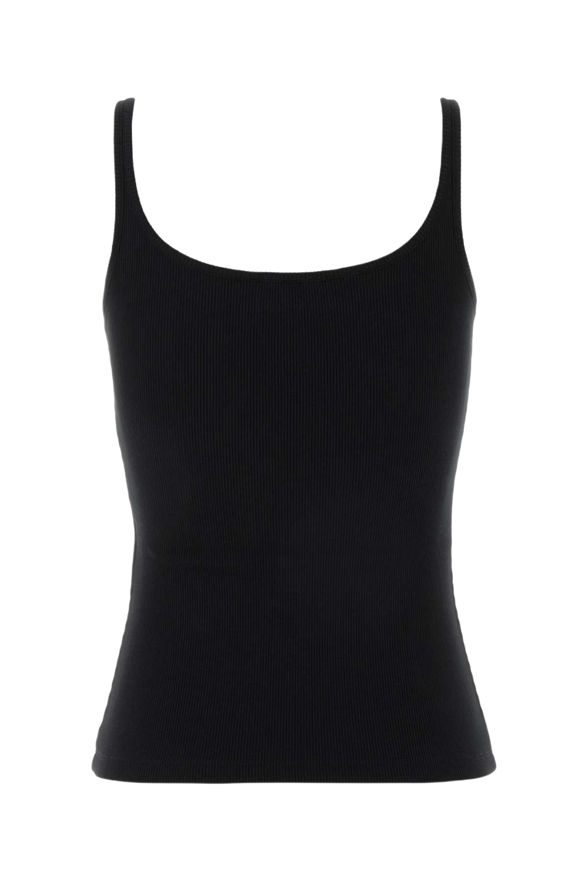 Black Stretch Cotton Tank Top Blackwhite Exterior: Elastane Maglie