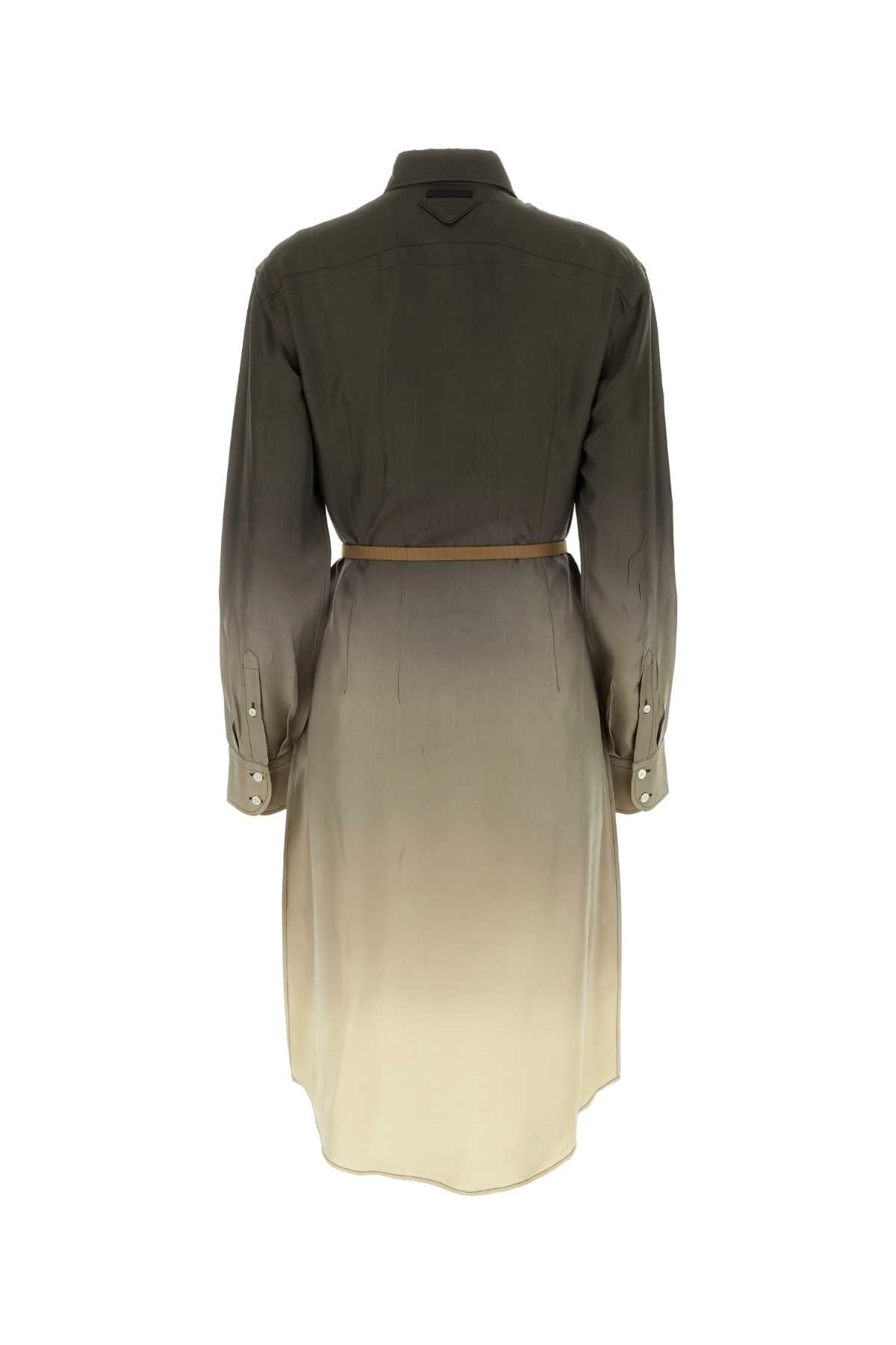 Multicolor Twill Shirt Dress Militare Se-trochus Niloticus Abiti