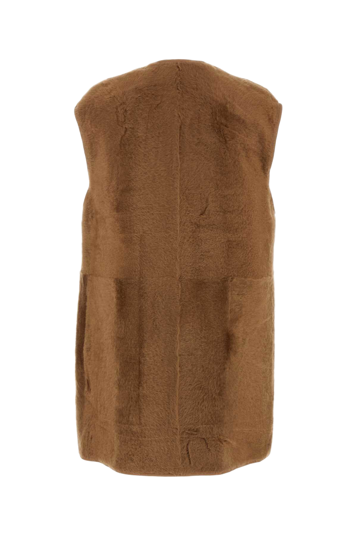 Biscuit Shearling Effige Sleeveless Coat Cammello Cappotti