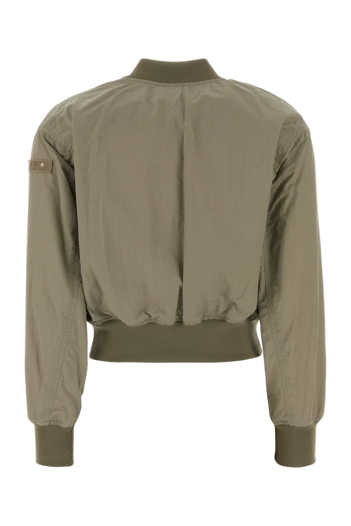Sage Green Nylon Ottamota Bomber Jacket Beige Exterior: Giubbini