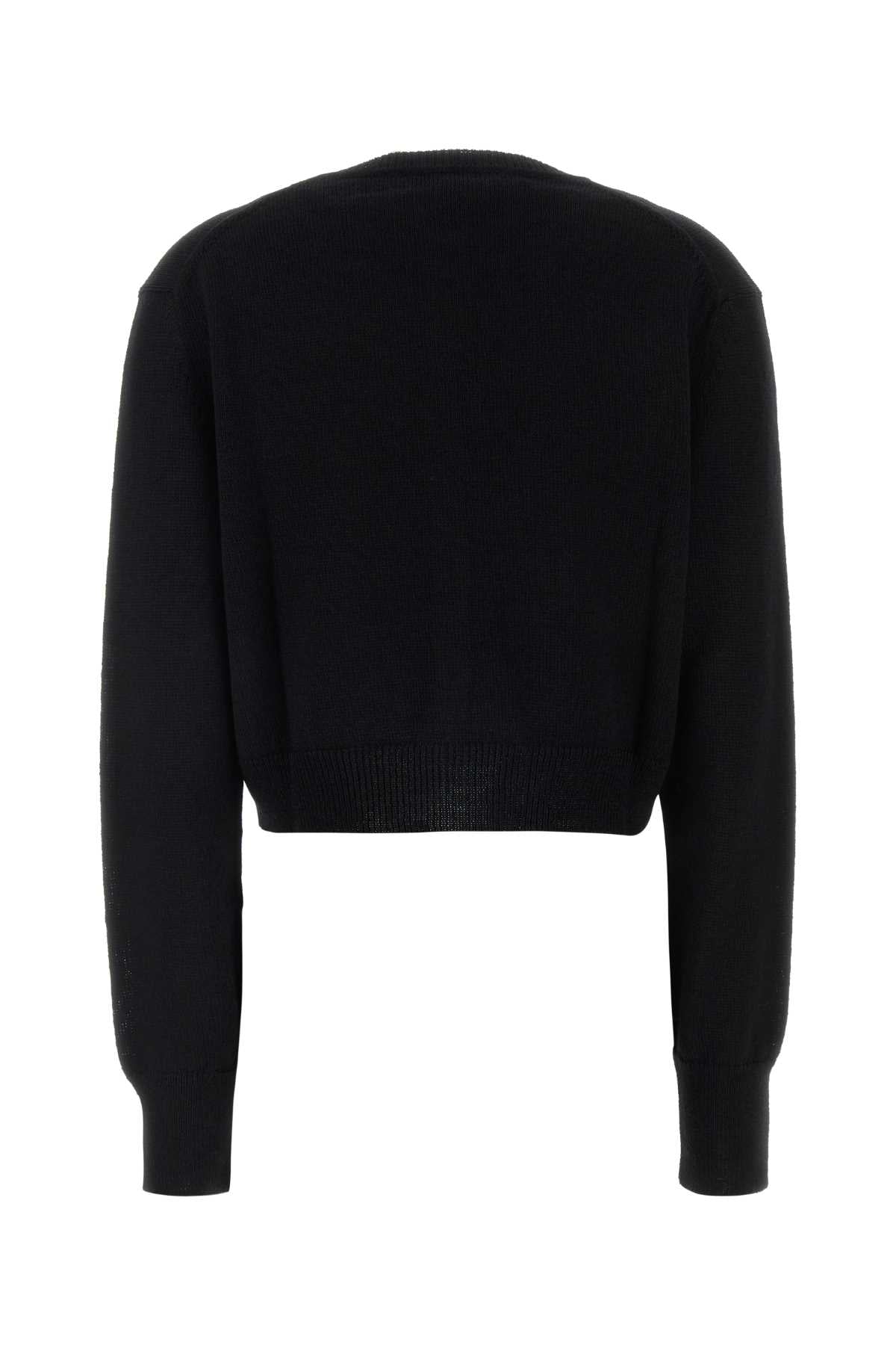 Black Linen Blend Cardigan Coarse Wool Maglieria