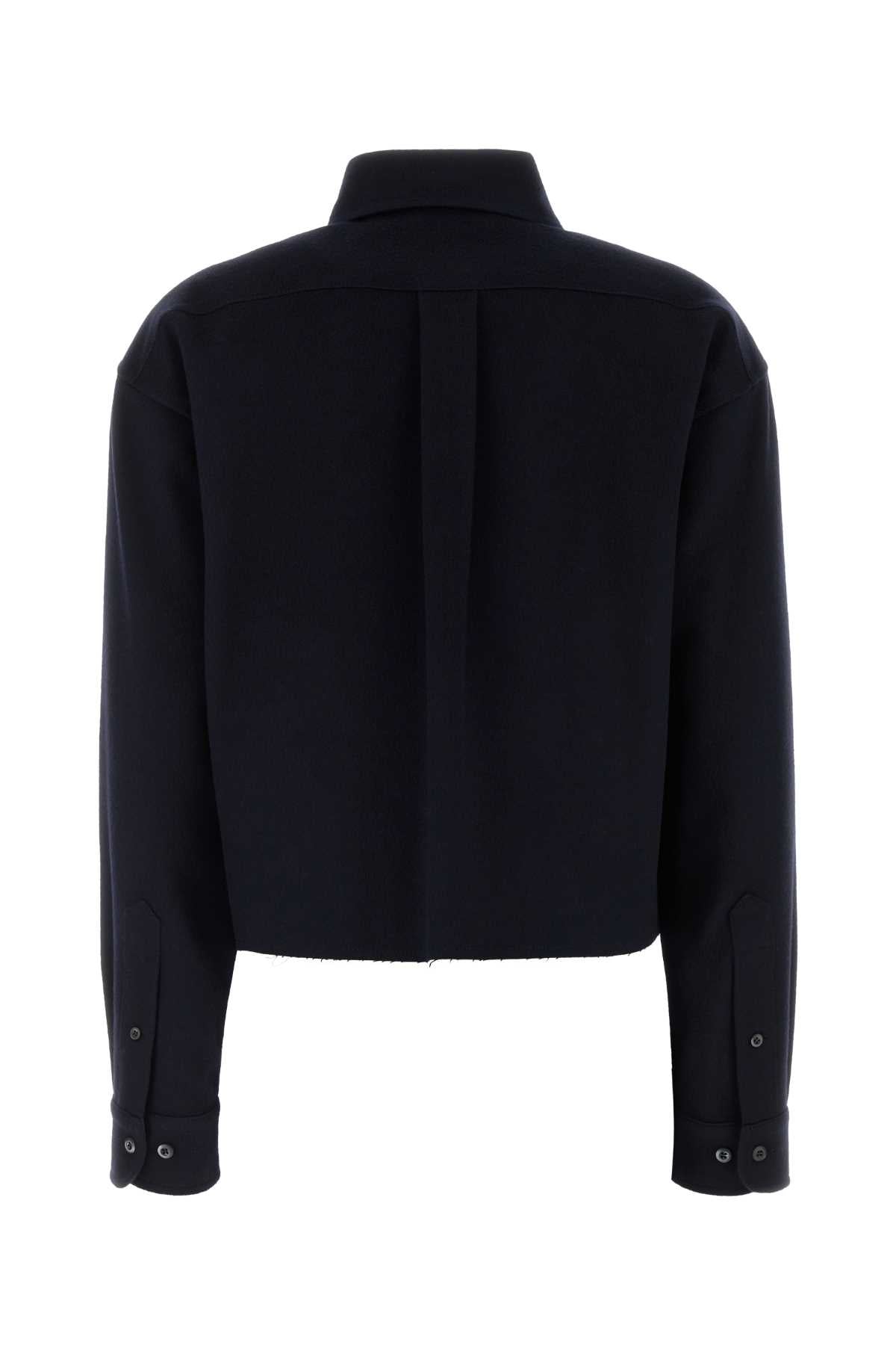 Navy Blue Wool Blend Shirt Bleu Camicie