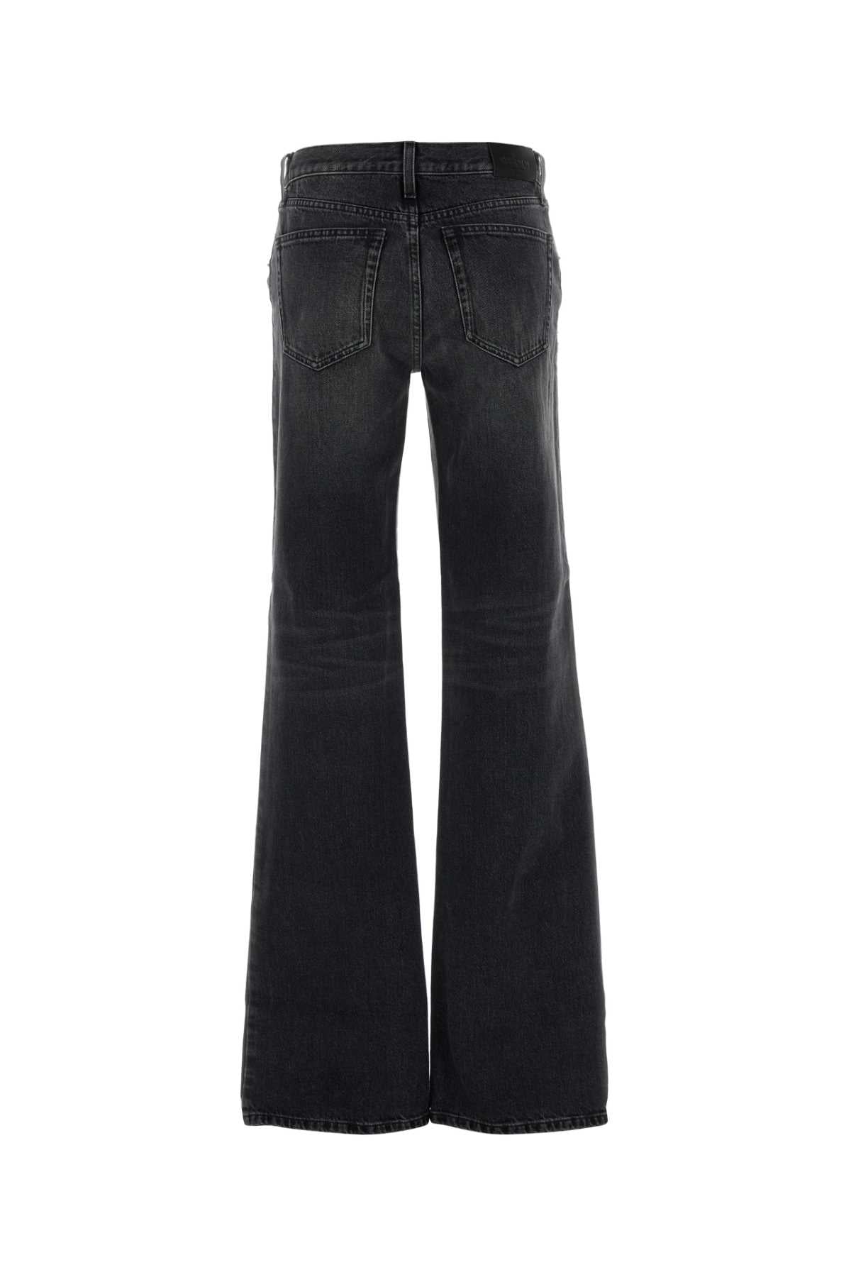 Slate Denim Wide-Leg Jeans Darkgrey Exterior: Cotton