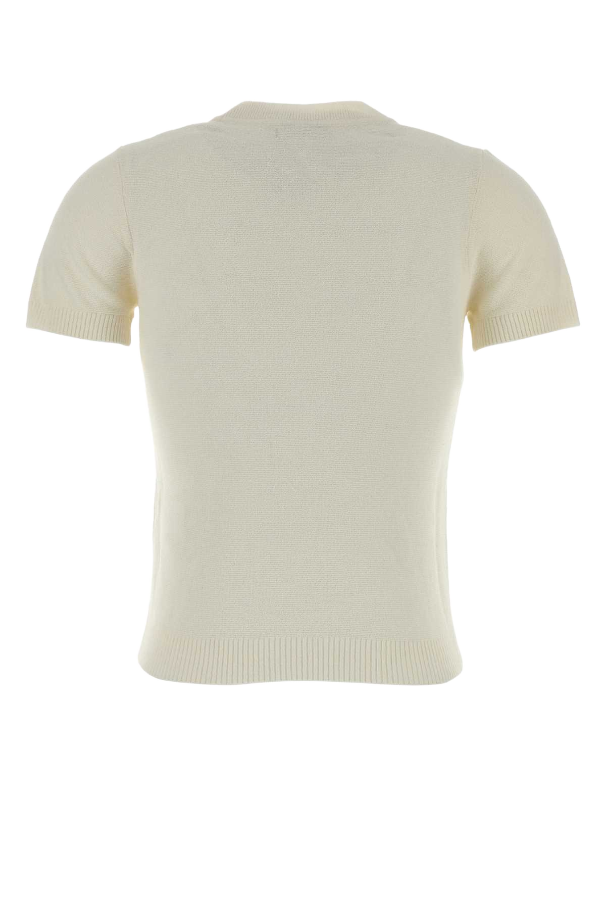 Ivory Cotton Blend T-Shirt Lereveensolielle Exterior: Nylon