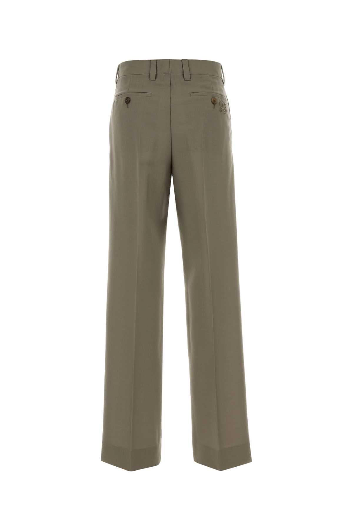 Sage Green Mohair Blend Palazzo Pant Mastice Exterior: Virgin Wool Pantaloni