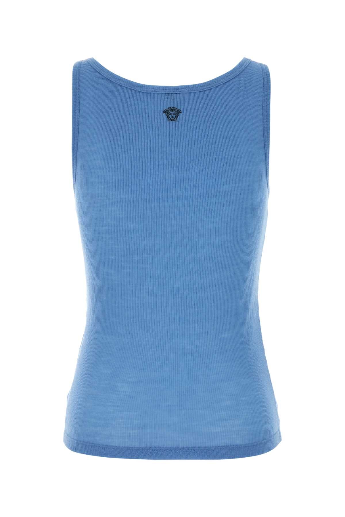 Cerulean Blue Wool Tank Top Sky Exterior: Virgin Maglie