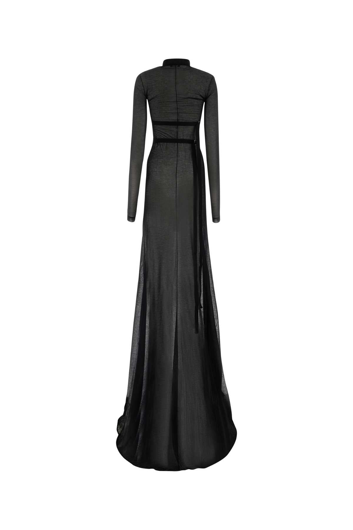 Black Cotton Blend Long Dress 099 Exterior: Nylon Abiti Lunghi