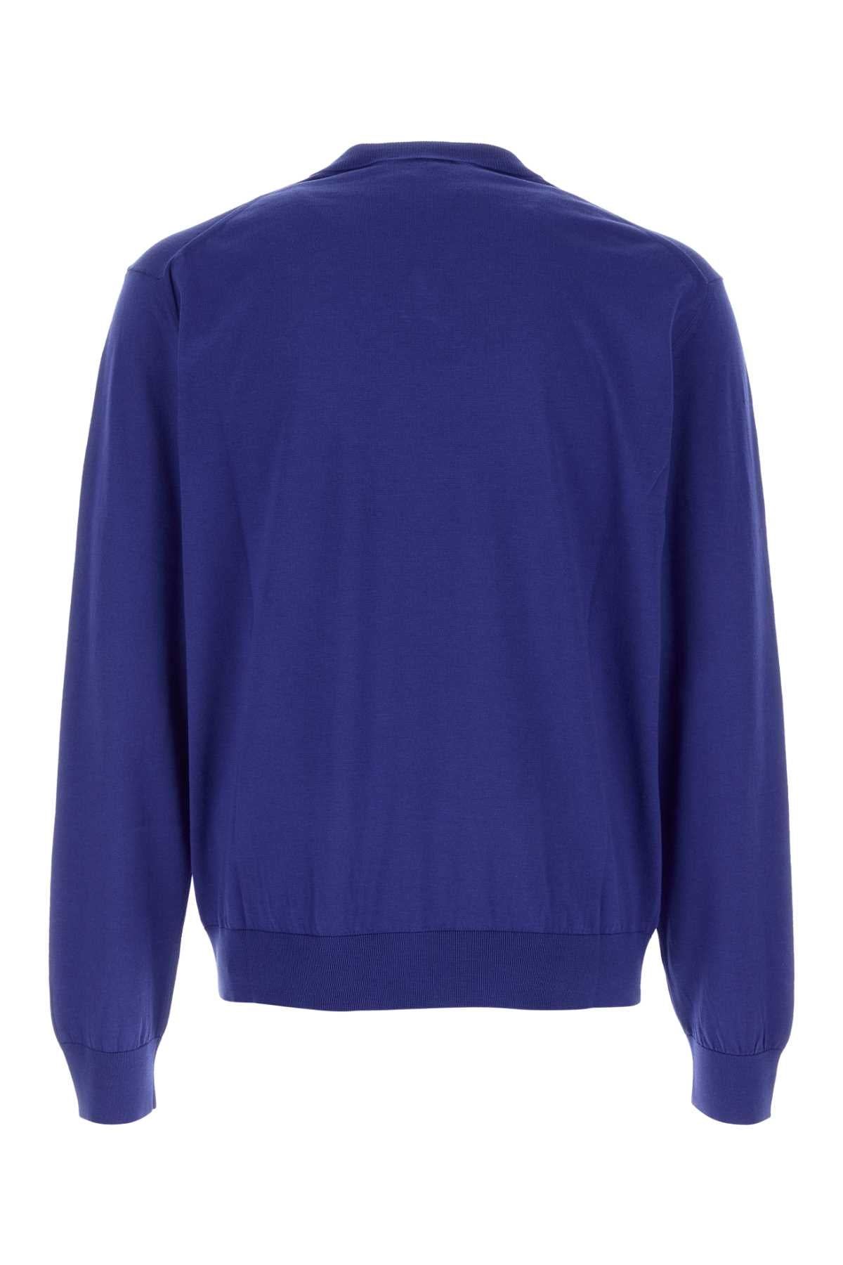 Blue Silk Blend Sweater Brightmidnightblue Exterior: Cotton Maglieria