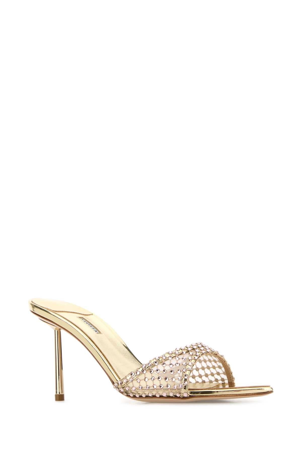 Embellished Mesh Gilda Mules Platinno Sandali