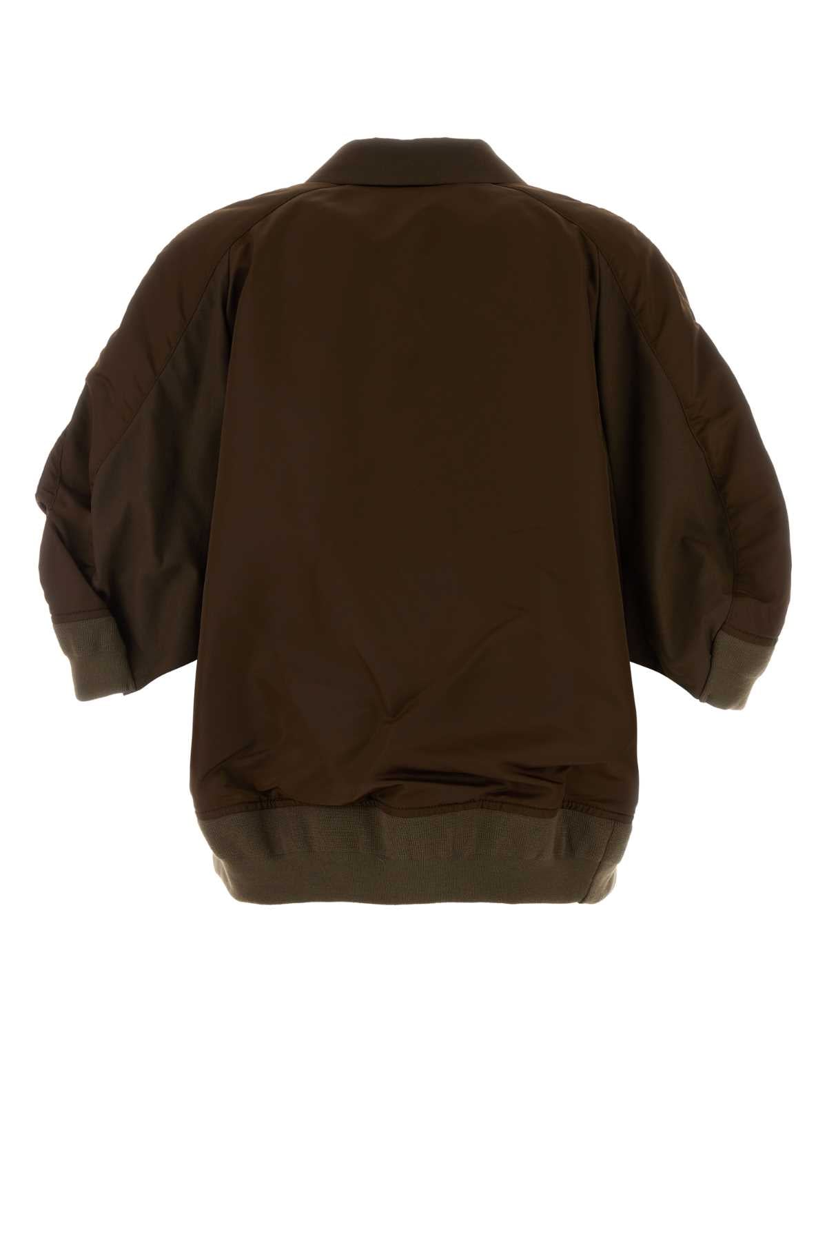 Brown Polyester Wool Giacche E Gilet
