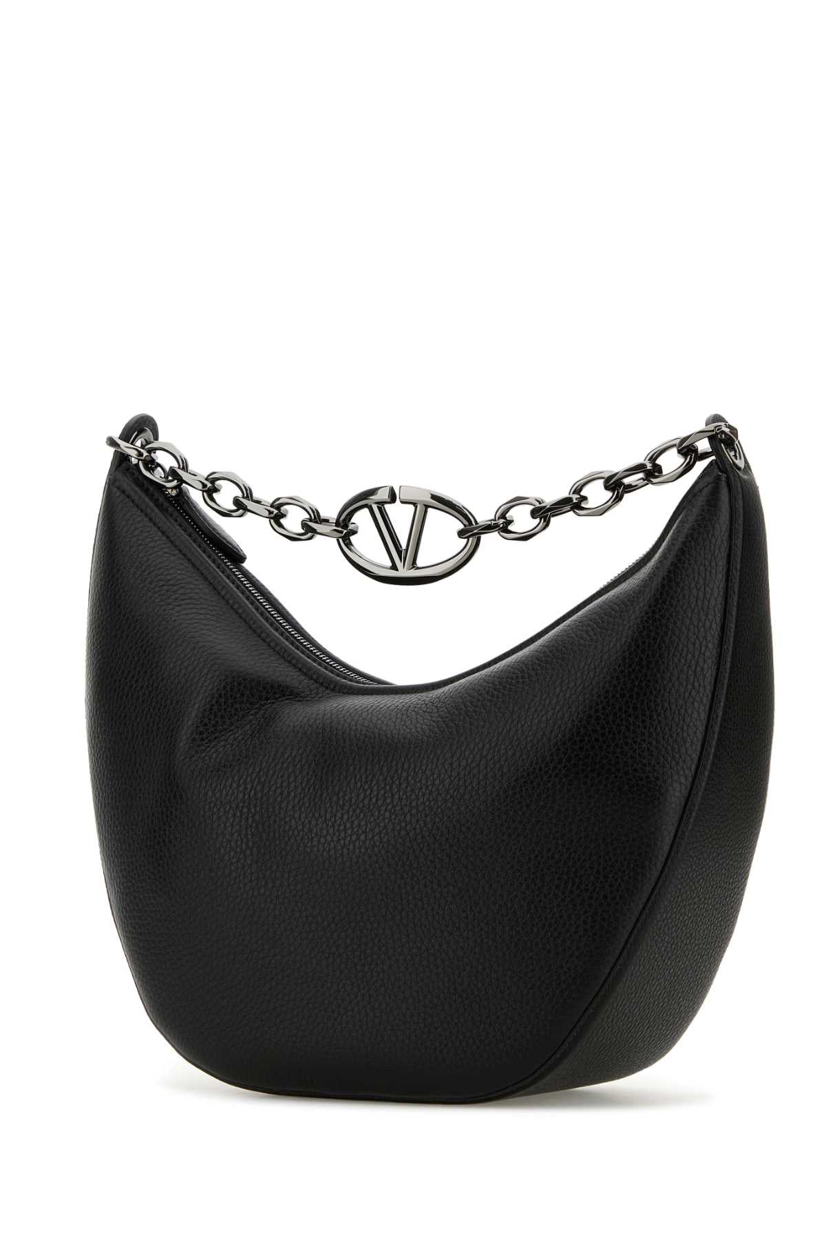 Black Leather Hobo Vlogo Moon Shoulder Bag Nero Borse A Mano