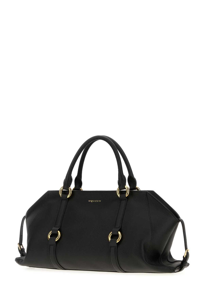 Black Leather Medium Farringdon Handbag Blackgold Calf Skinbrass Borse A Mano