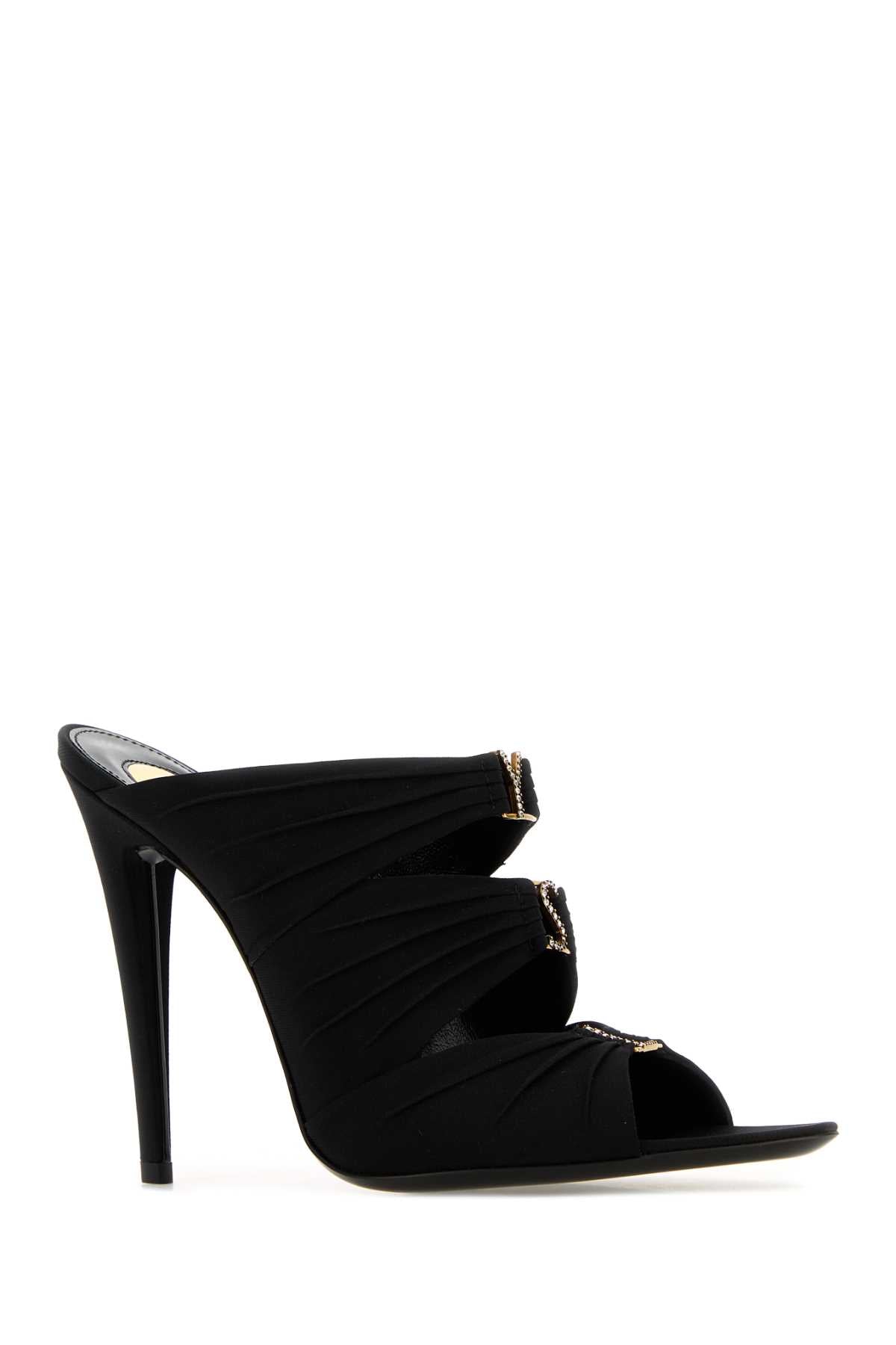 Black Fabric Emilie Mules Nerocrystal+lightb Sandali