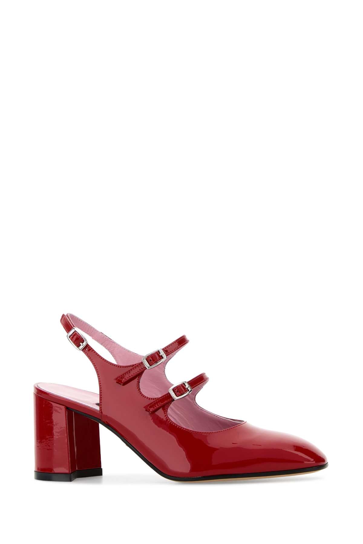Red Leather Banana Pumps Scarpe Con Tacco