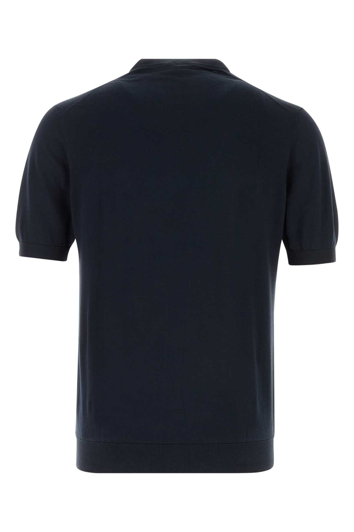 Navy Blue Cotton Sweater Blu Exterior: Maglieria