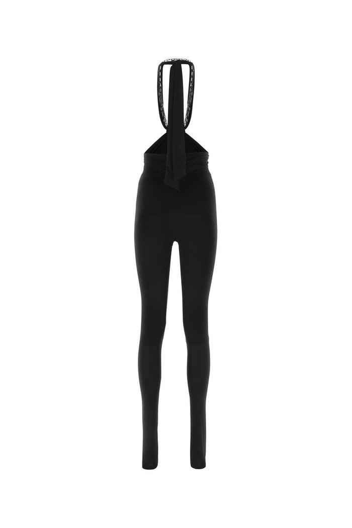 Black Stretch Polyester Ruby Pant 100 Exterior: Poleyster Elastane Pantaloni
