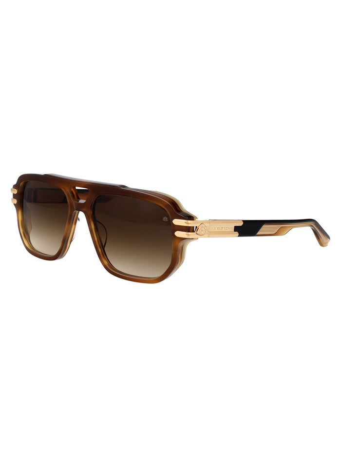 The Hustler I Mellow Gold Plated Brown Marbled Titanium Sunglasses