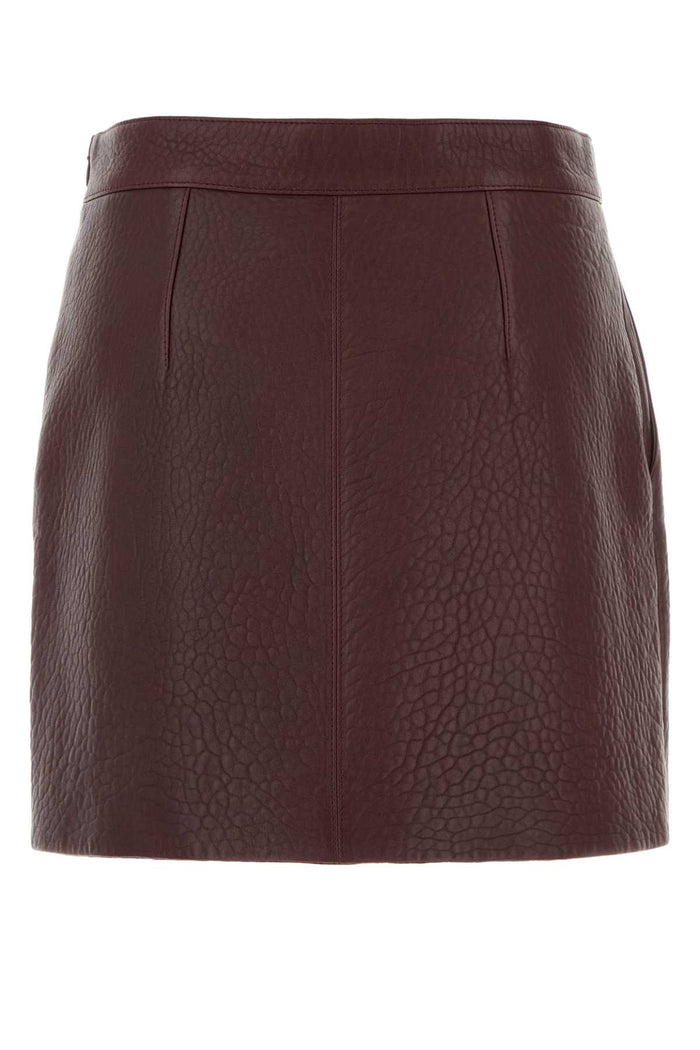 Grape Leather Mini Skirt Bordeaux Exterior: Lamb Lining: Cupro Gonne