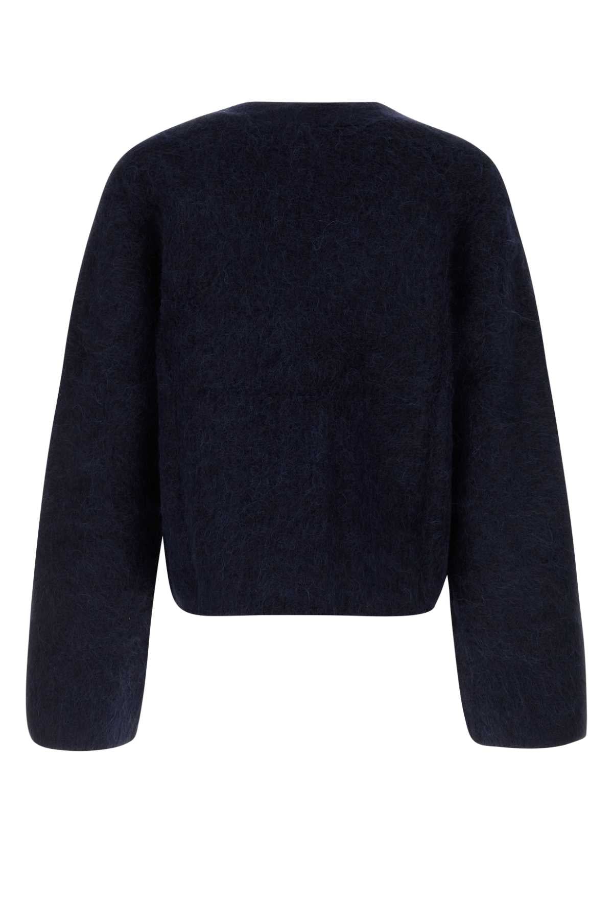 Dark Blue Stretch Alpaca Blend Lee Cardigan Neptunealpaca Maglie
