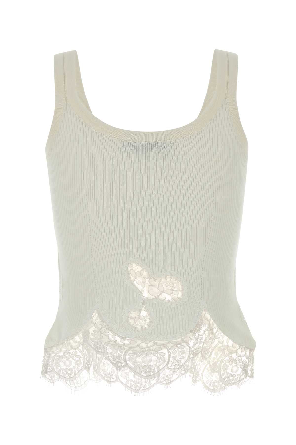 White Cotton Tank Top Bianco Maglie