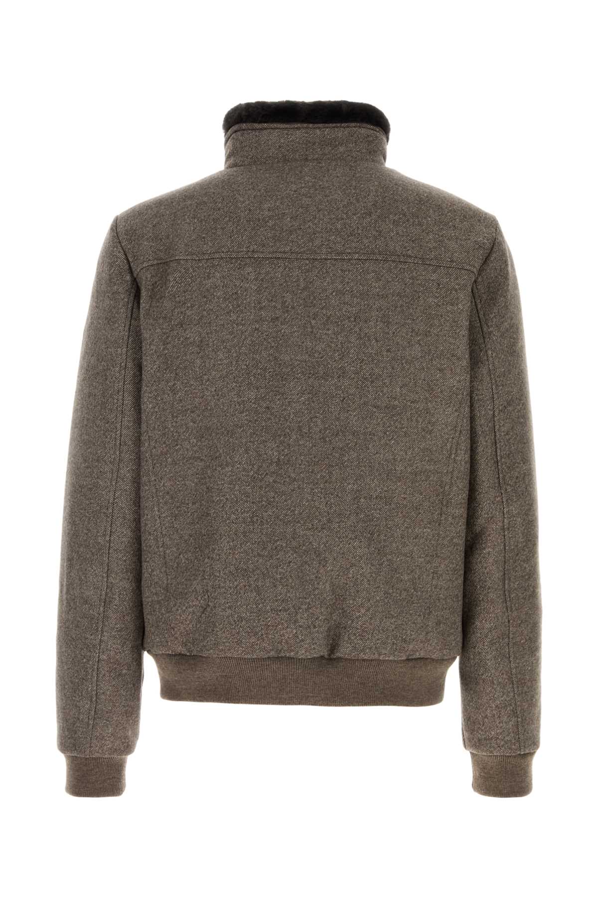 Brown Wool Bellati Bomber Jacket Taupe Giubbini