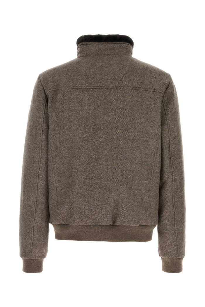 Brown Wool Bellati Bomber Jacket Taupe Giubbini