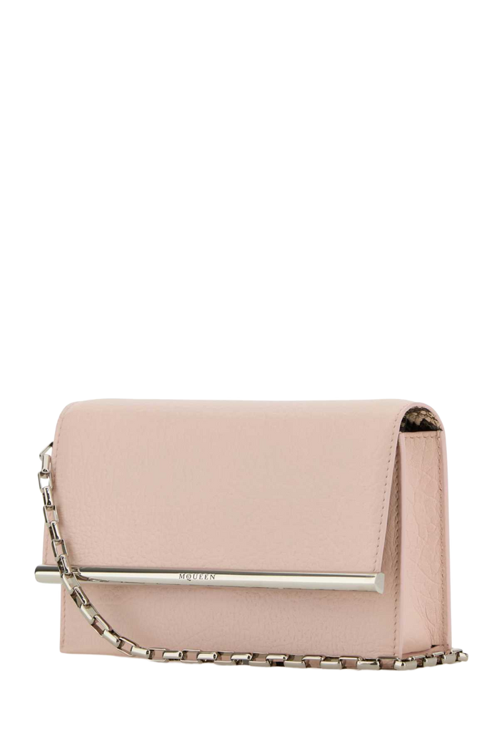 Pink Leather Mini Cross-Bar Clutch Venuspinksilver