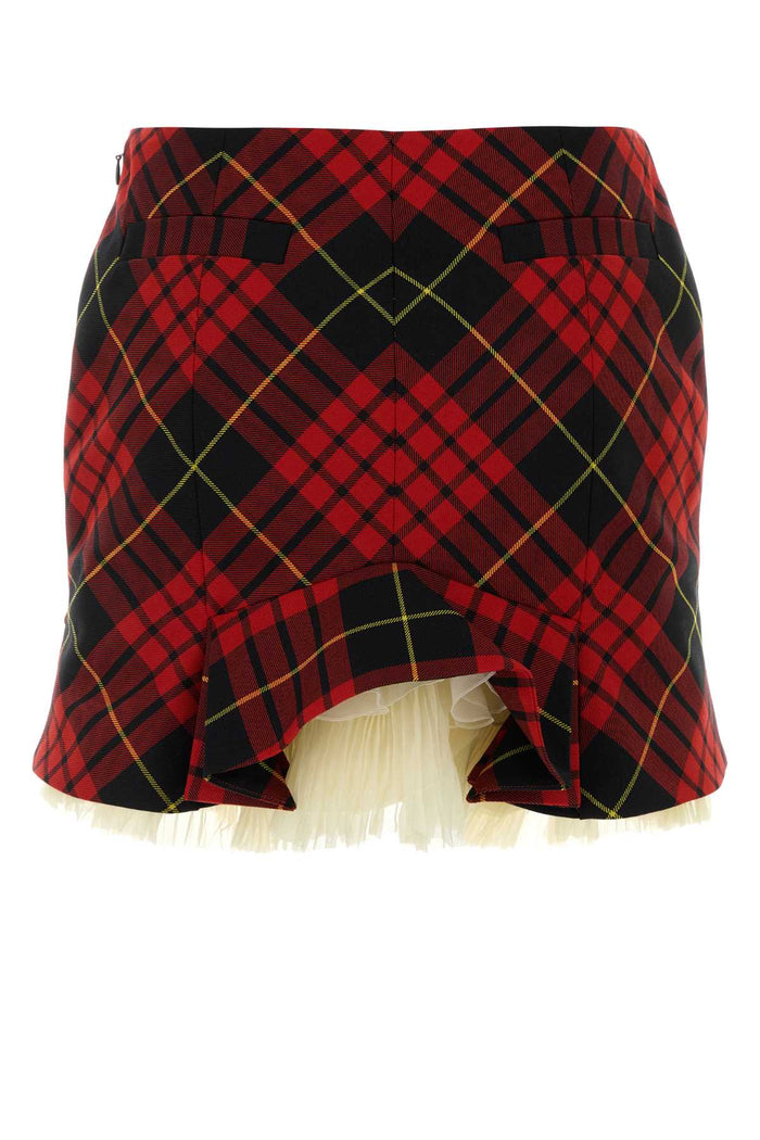 Embroidered Polyester Blend Mini Skirt Redblackyellow Gonne