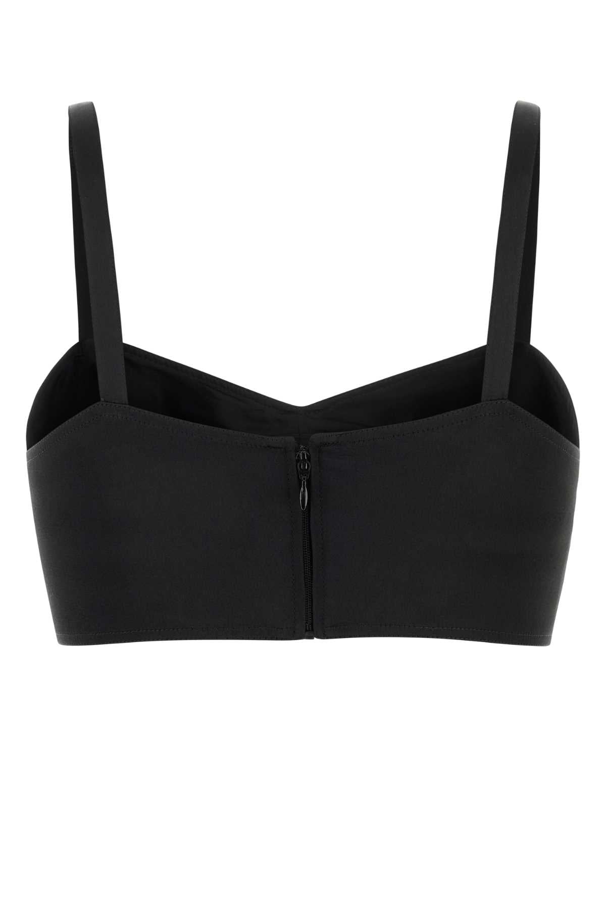 Black Satin Crop-Top Nero Maglie