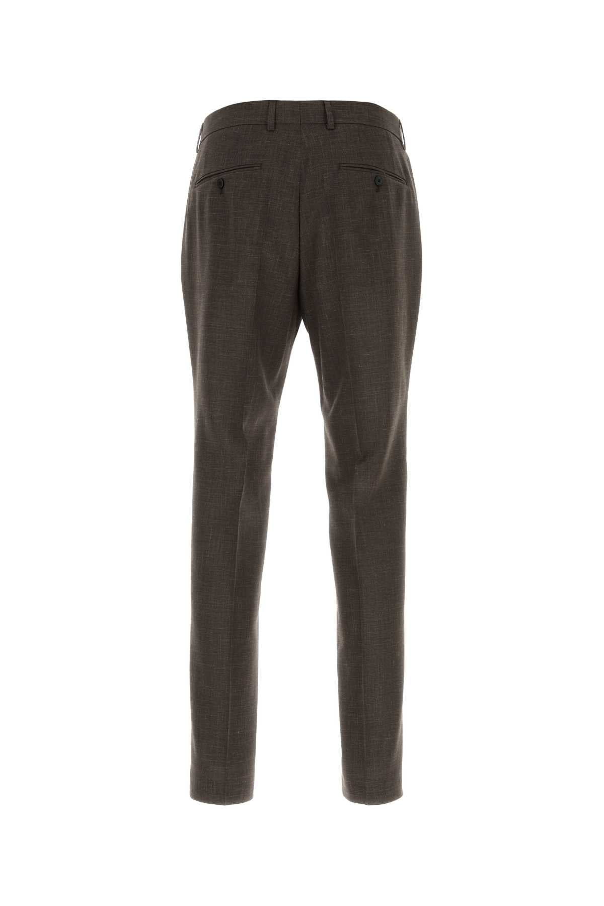 Dark Brown Wool Blend Pant Darkbrown Pantaloni