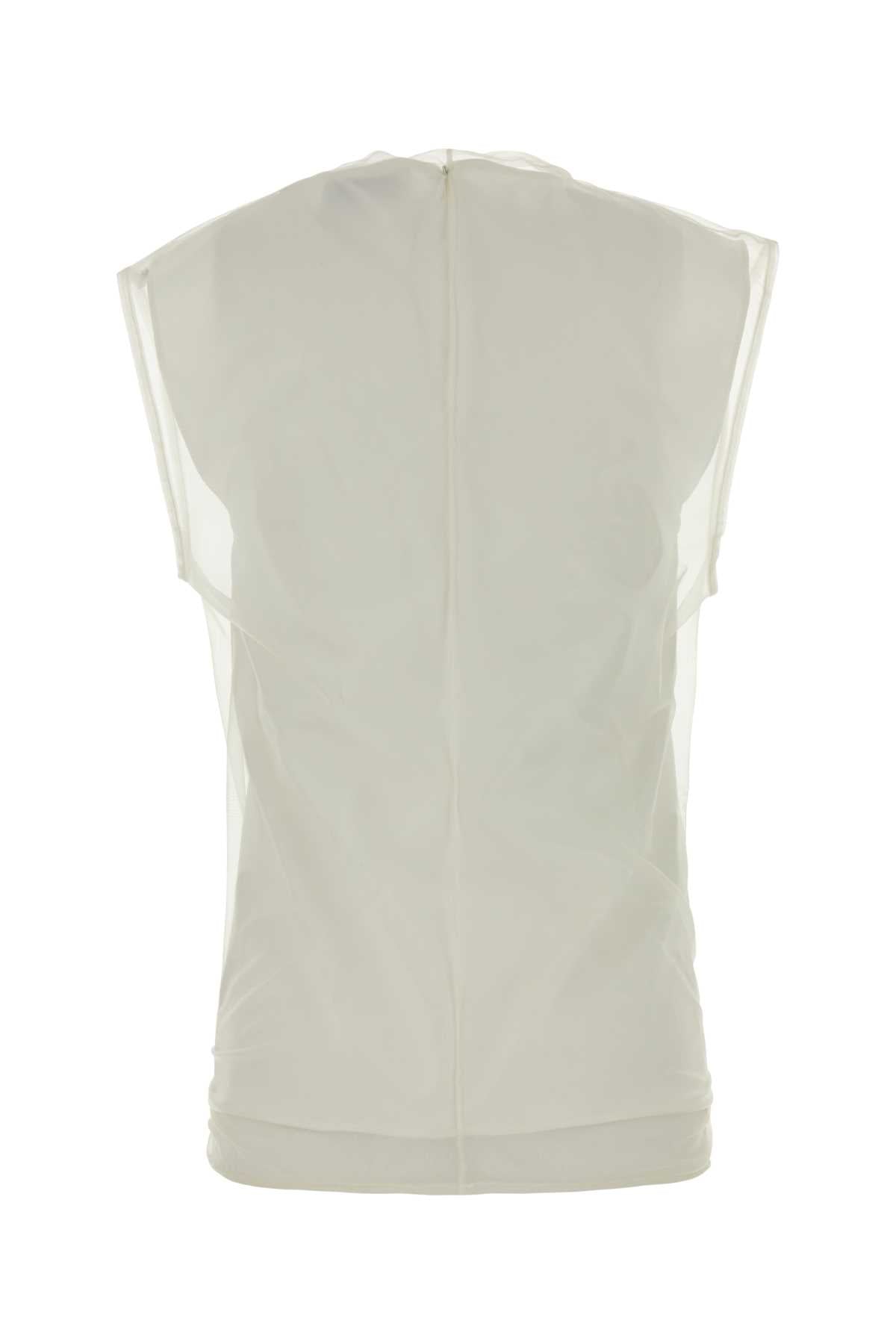 Ivory Stretch Tulle Genero Top Bianco Maglie